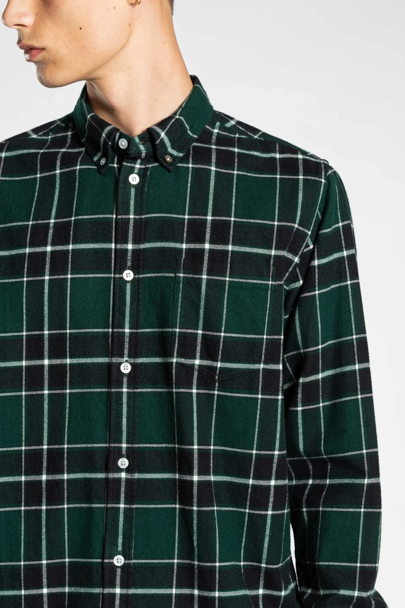 Anton Brushed Flannel Check - Varsity Green