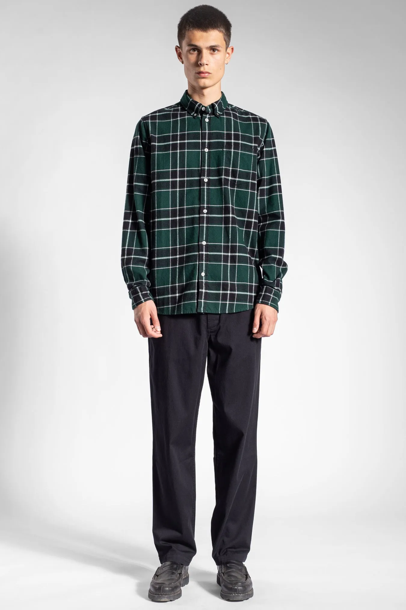 Anton Brushed Flannel Check - Varsity Green