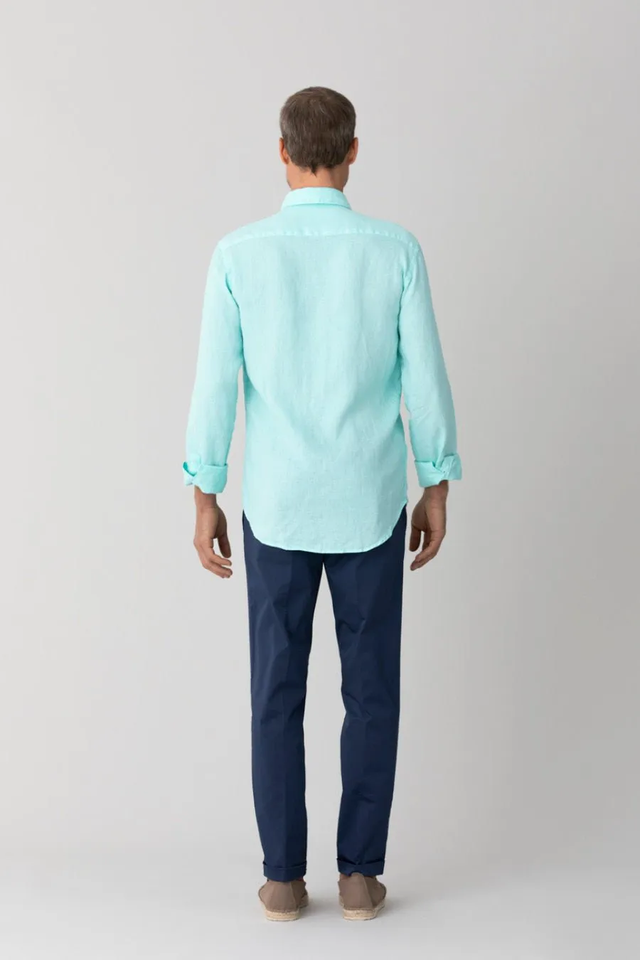 basic linen shirt aqua