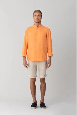 basic linen shirt mao collar orange