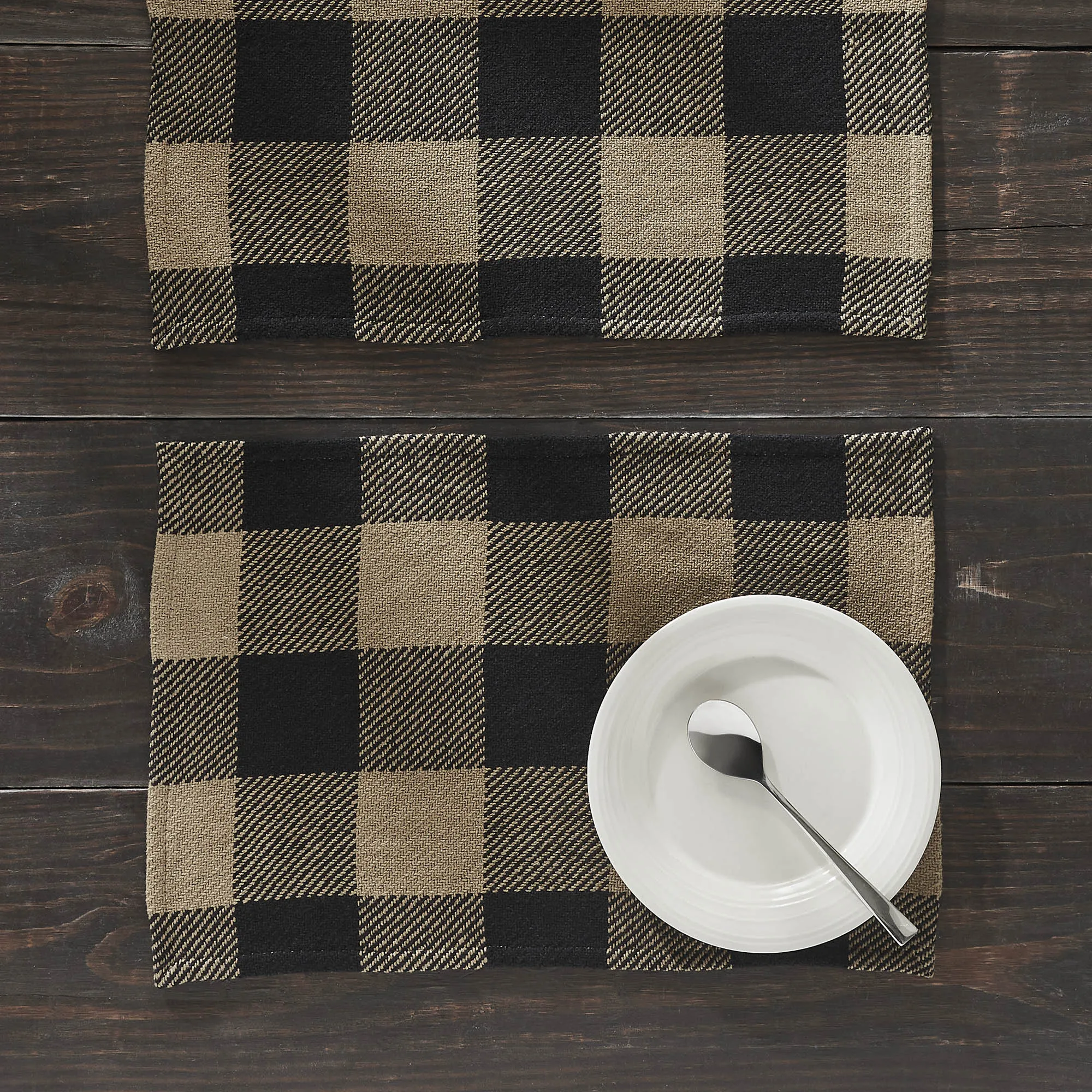 Black Check Placemat Set of 2 13x19