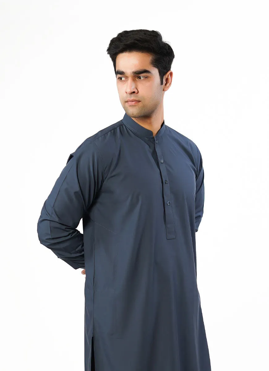 Bluish Grey Plain Delta Wash N Wear Shalwar Kameez Suit