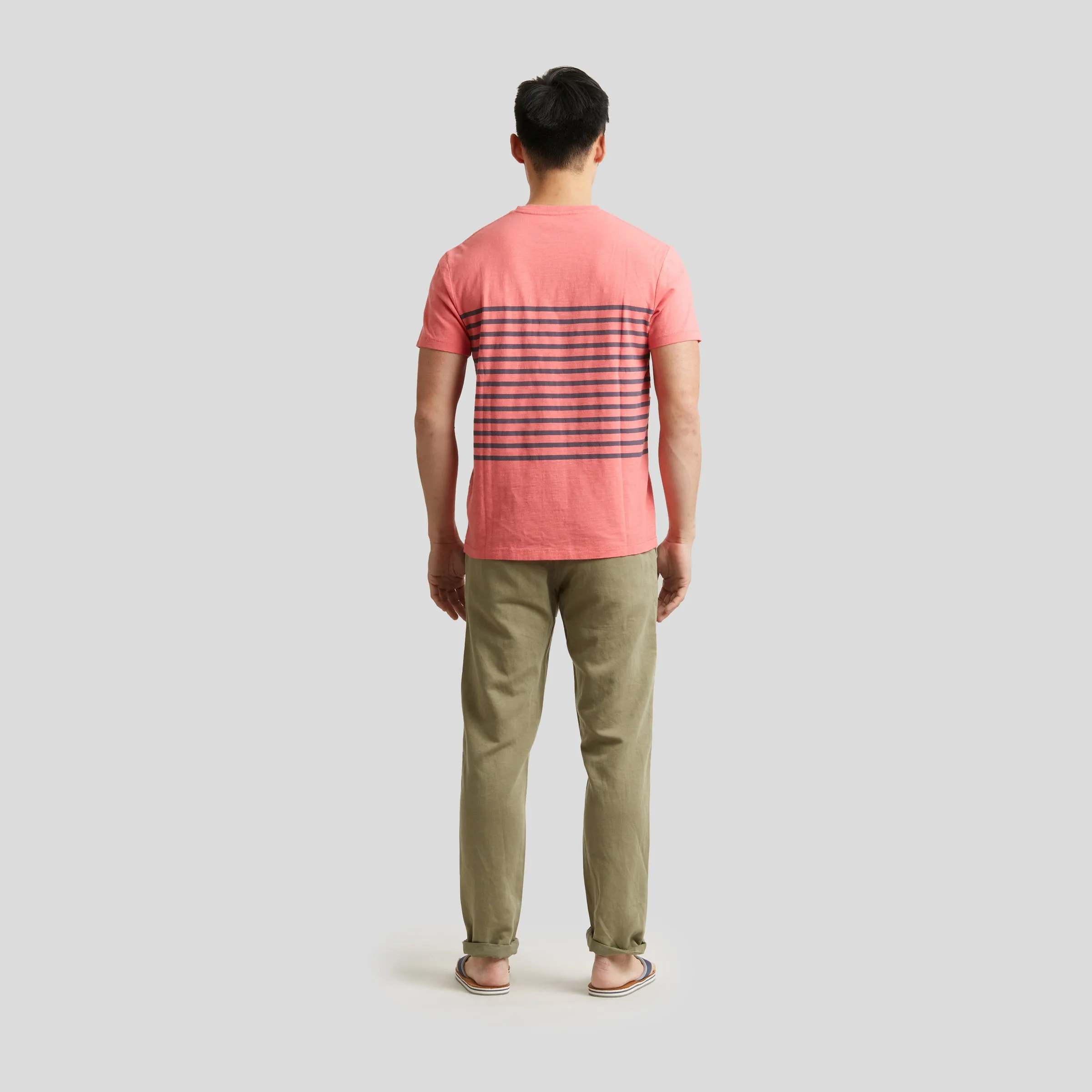 Breton Stripe Tee - Navy Print on Faded Red