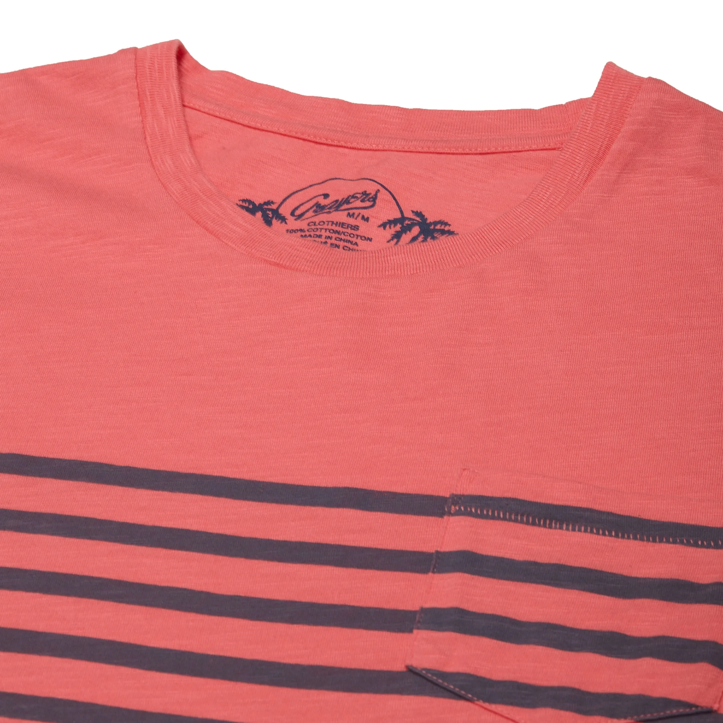 Breton Stripe Tee - Navy Print on Faded Red