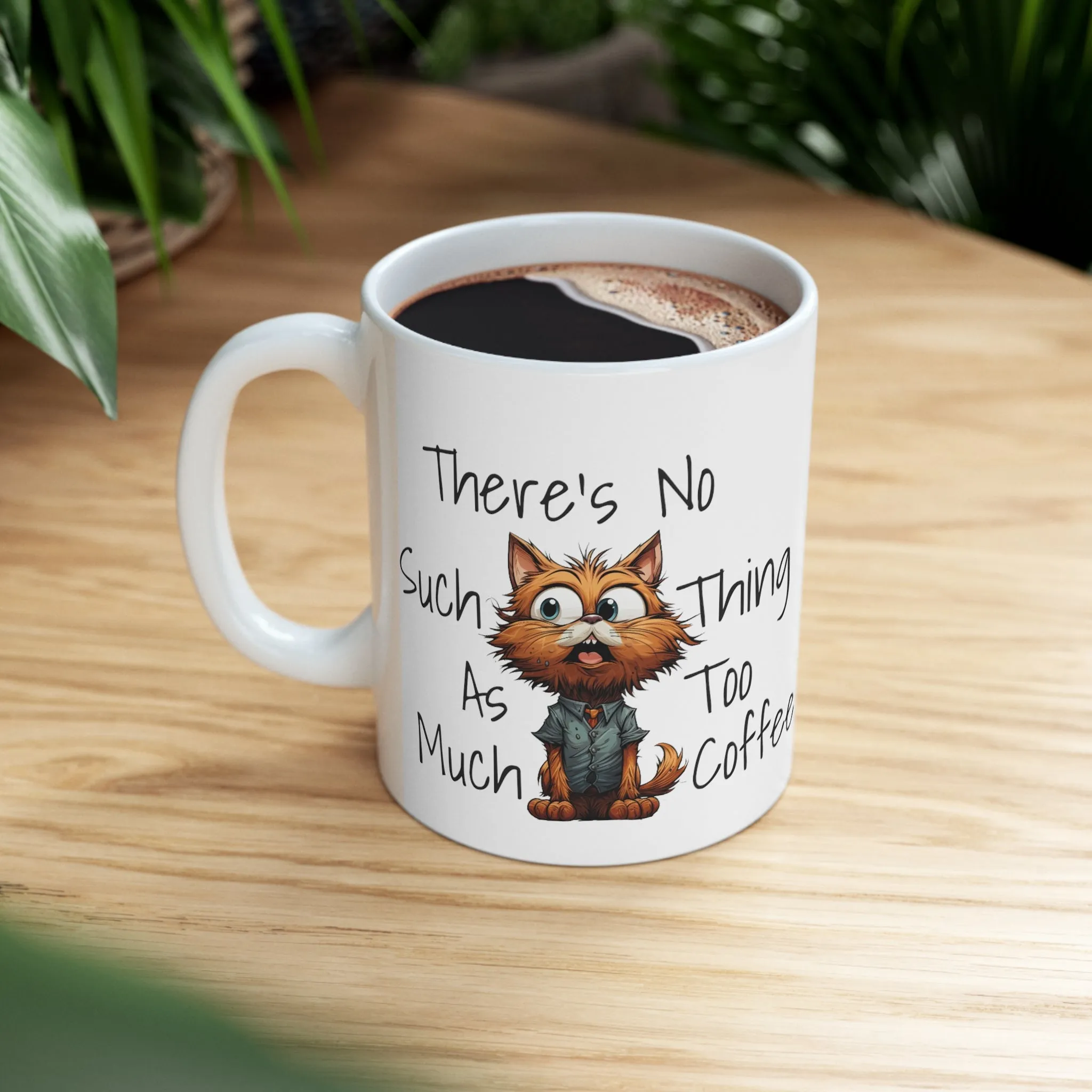 Caffeine Cat Ceramic Mug 11oz. Funny Mug. Perfect Gift For Cat Lover Cat Mom Cat Dat. Gift For Mom Gift for Dad Gift For Animal Lover