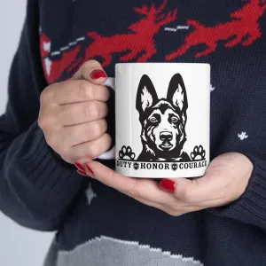 Ceramic Duty, Honor, Courage K9 Mug 11oz. Mug. Gift For Dog Lover. German Shepard. Gift For Police Officer. Dog Dad. Dog Mom. Christmas Gift