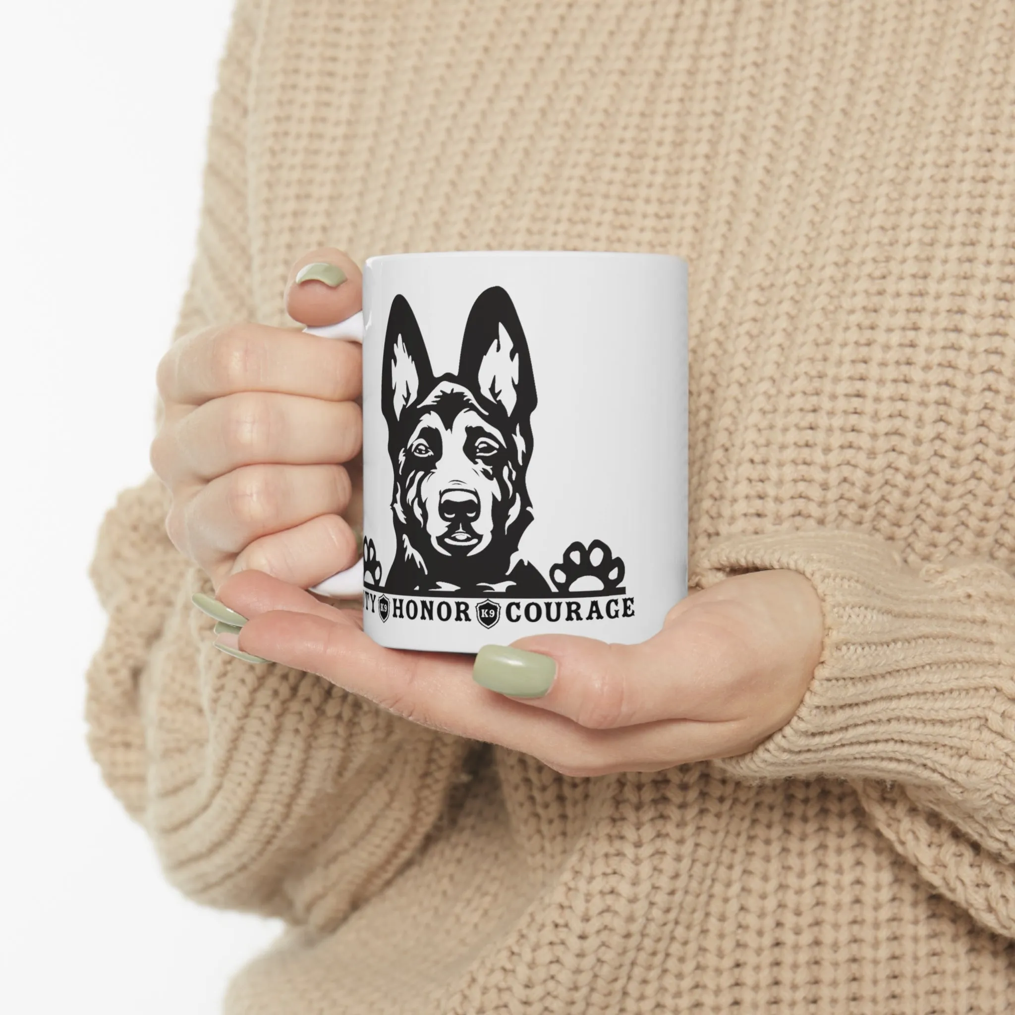 Ceramic Duty, Honor, Courage K9 Mug 11oz. Mug. Gift For Dog Lover. German Shepard. Gift For Police Officer. Dog Dad. Dog Mom. Christmas Gift