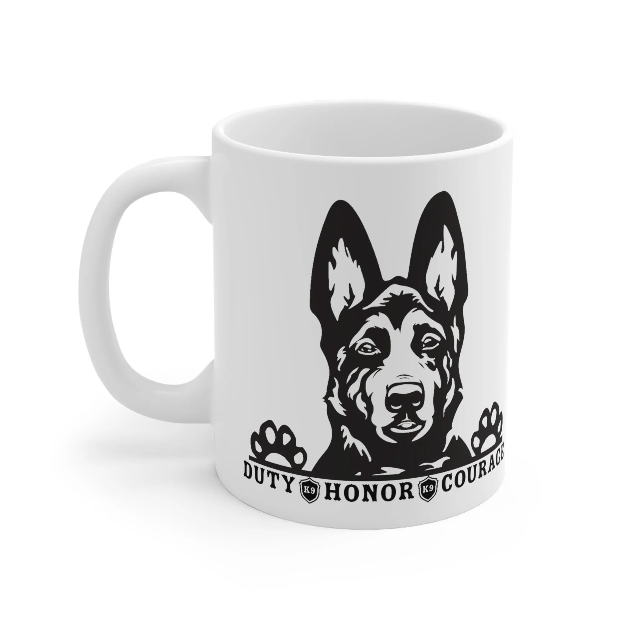 Ceramic Duty, Honor, Courage K9 Mug 11oz. Mug. Gift For Dog Lover. German Shepard. Gift For Police Officer. Dog Dad. Dog Mom. Christmas Gift