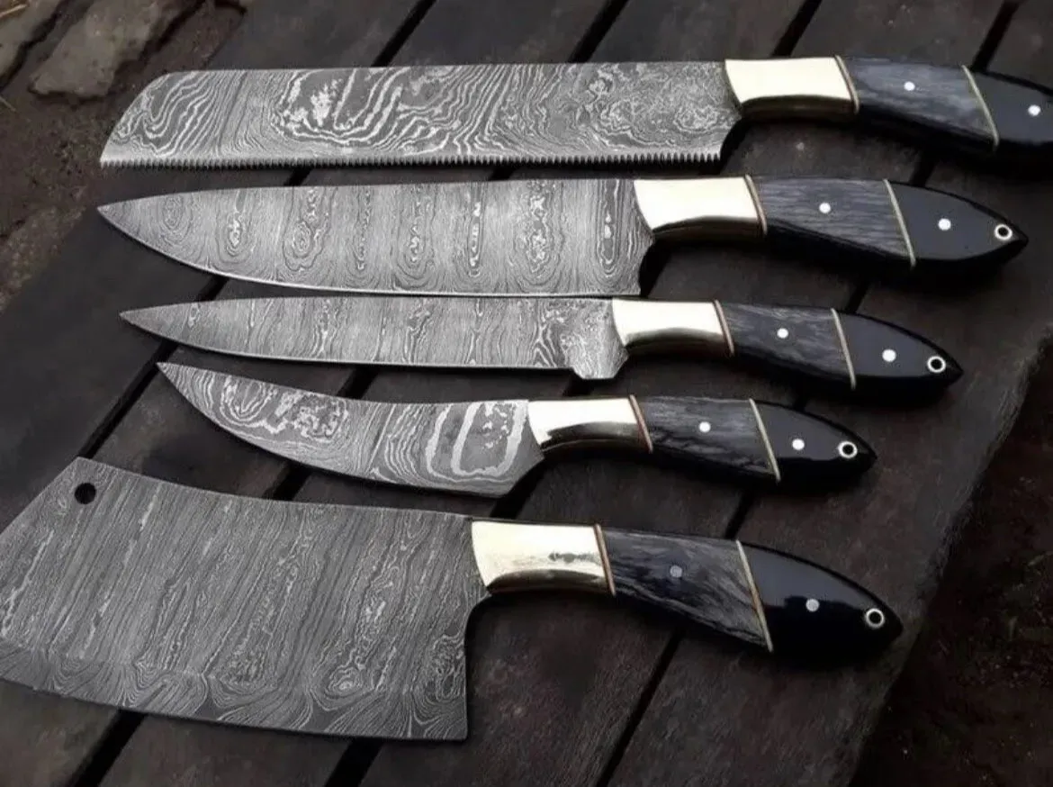 Chef Knife Set 5 Pcs Professional Forged Japanese Damascus Steel Blades Kitchen Knives Set Birthday Gift Thanksgiving Gifts