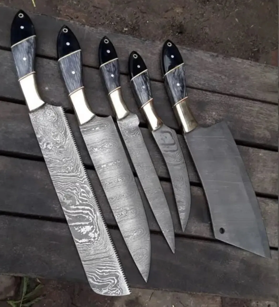 Chef Knife Set 5 Pcs Professional Forged Japanese Damascus Steel Blades Kitchen Knives Set Birthday Gift Thanksgiving Gifts