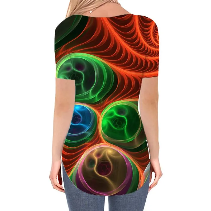 Geometric T-shirt women Psychedelic Funny T shirts Vortex T-shirts 3d Ball Shirt Print