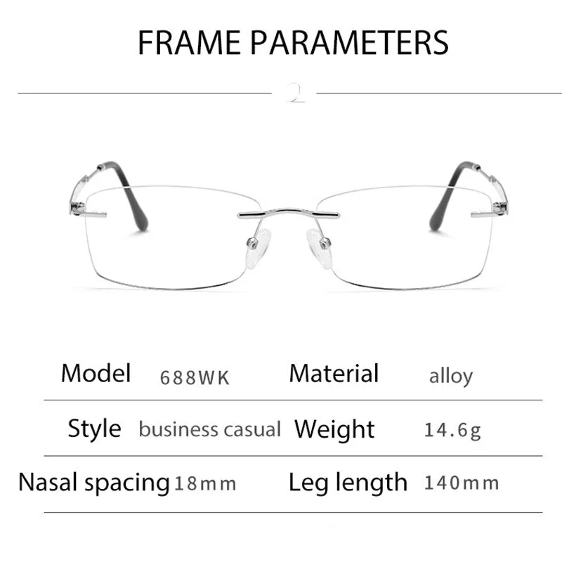 Handoer Men's Rimless Customized Lens Titanium Eyeglasses 688wk