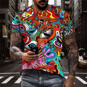 Hippie T shirt Men Colorful Funny T shirts Party Tshirts Casual Hip Hop T-shirts 3d