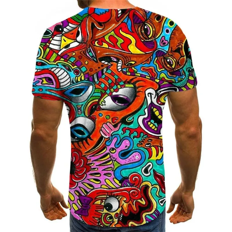 Hippie T shirt Men Colorful Funny T shirts Party Tshirts Casual Hip Hop T-shirts 3d