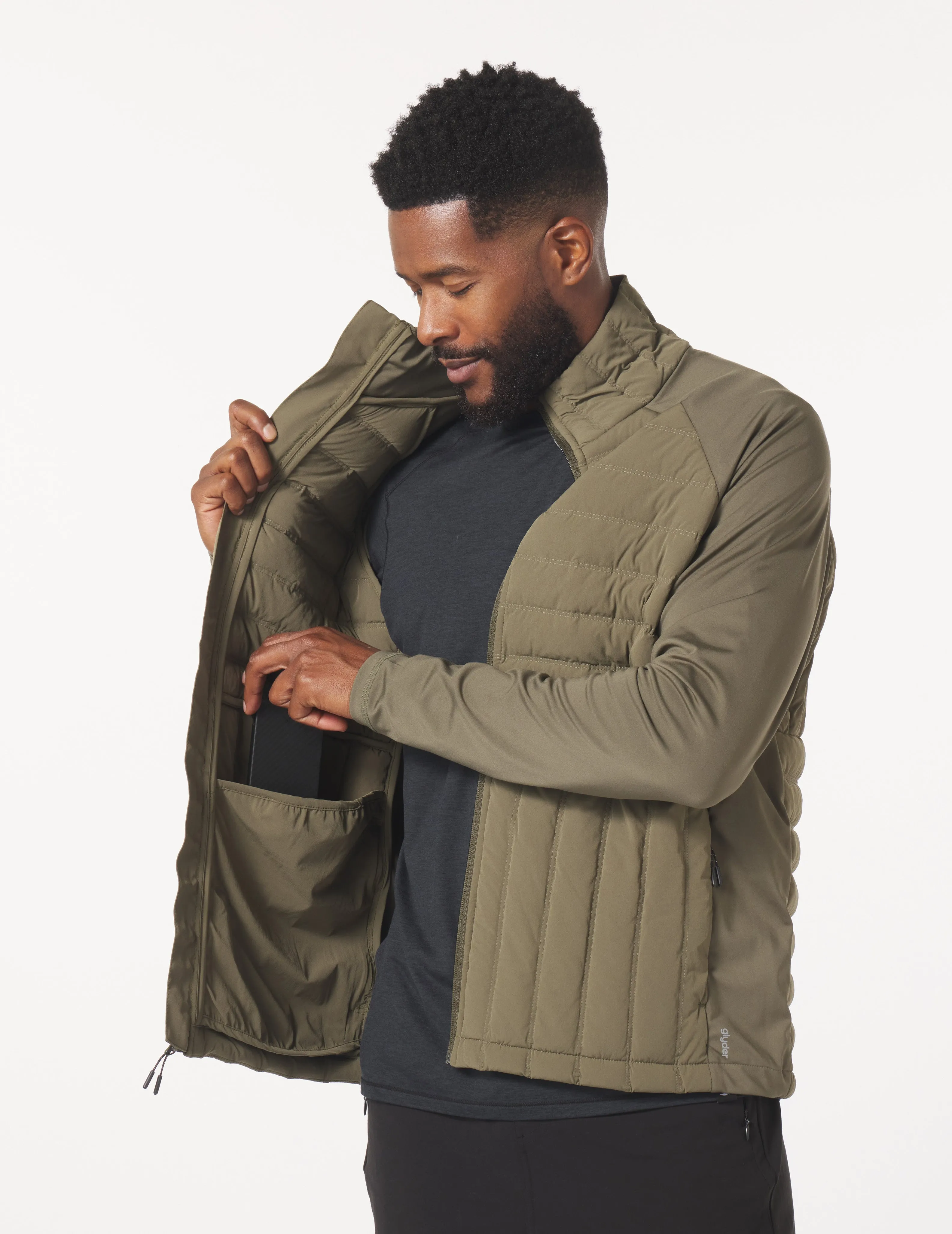 Hybrid Puffer Jacket: Moss