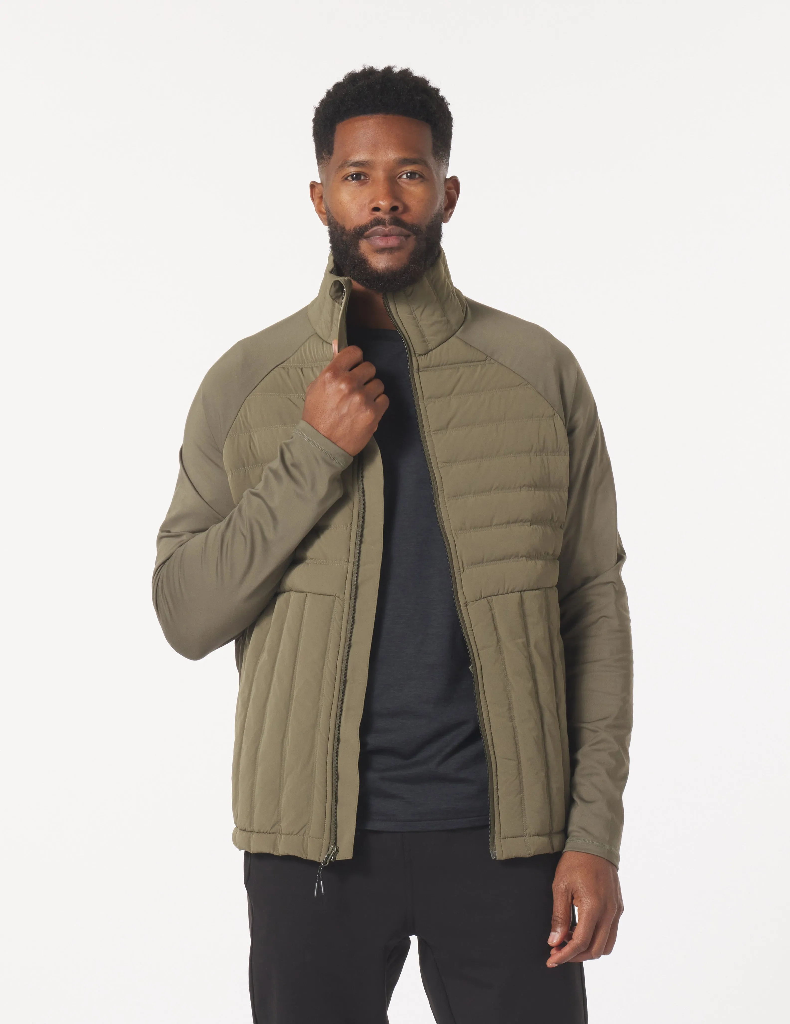 Hybrid Puffer Jacket: Moss