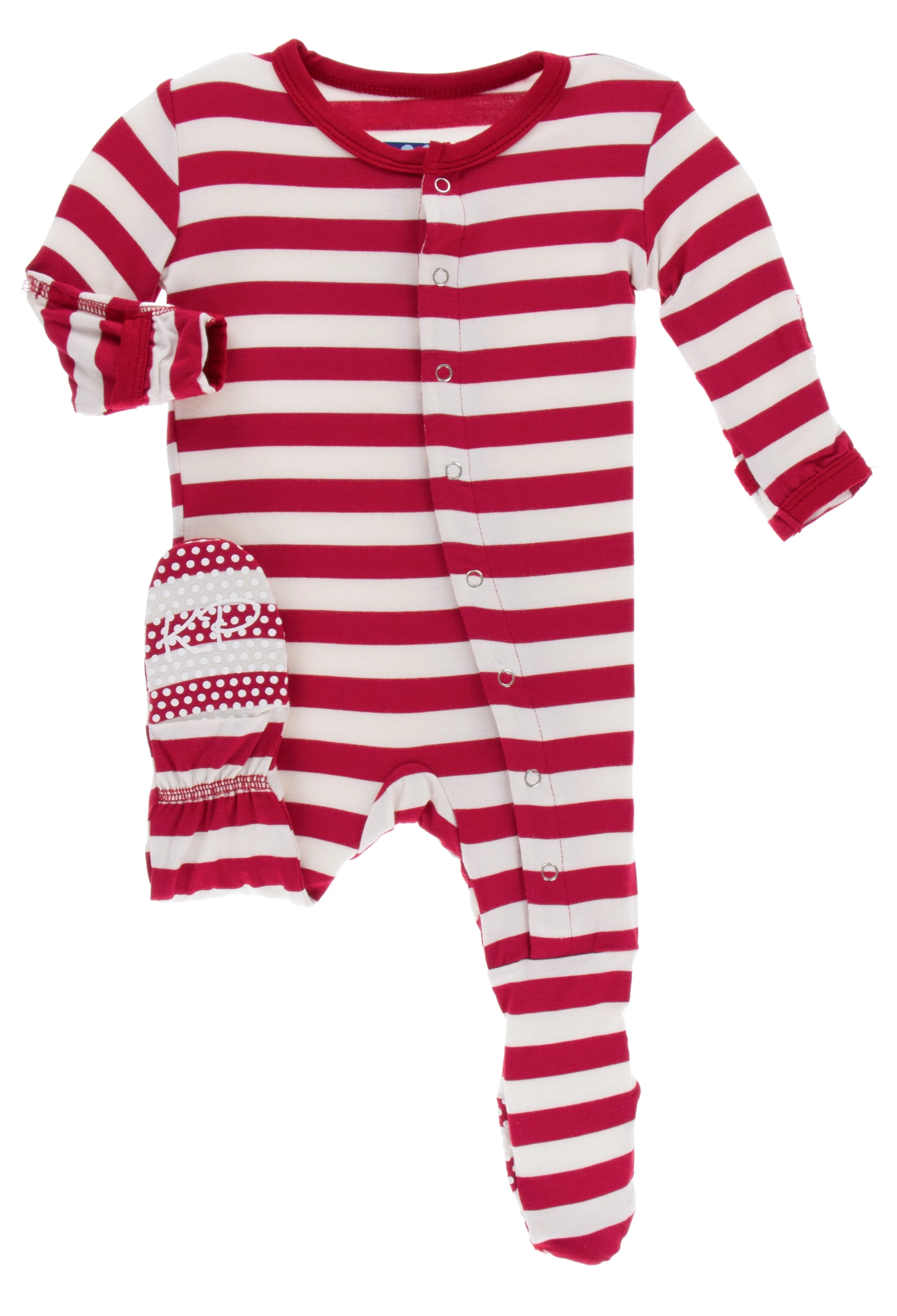 KicKee Pants Candy Cane Stripe 2019 Footie with Snaps