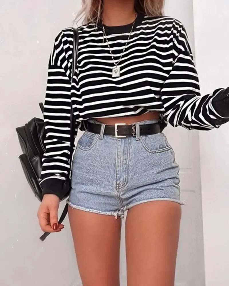 Long Sleeve Crop Top T-Shirts