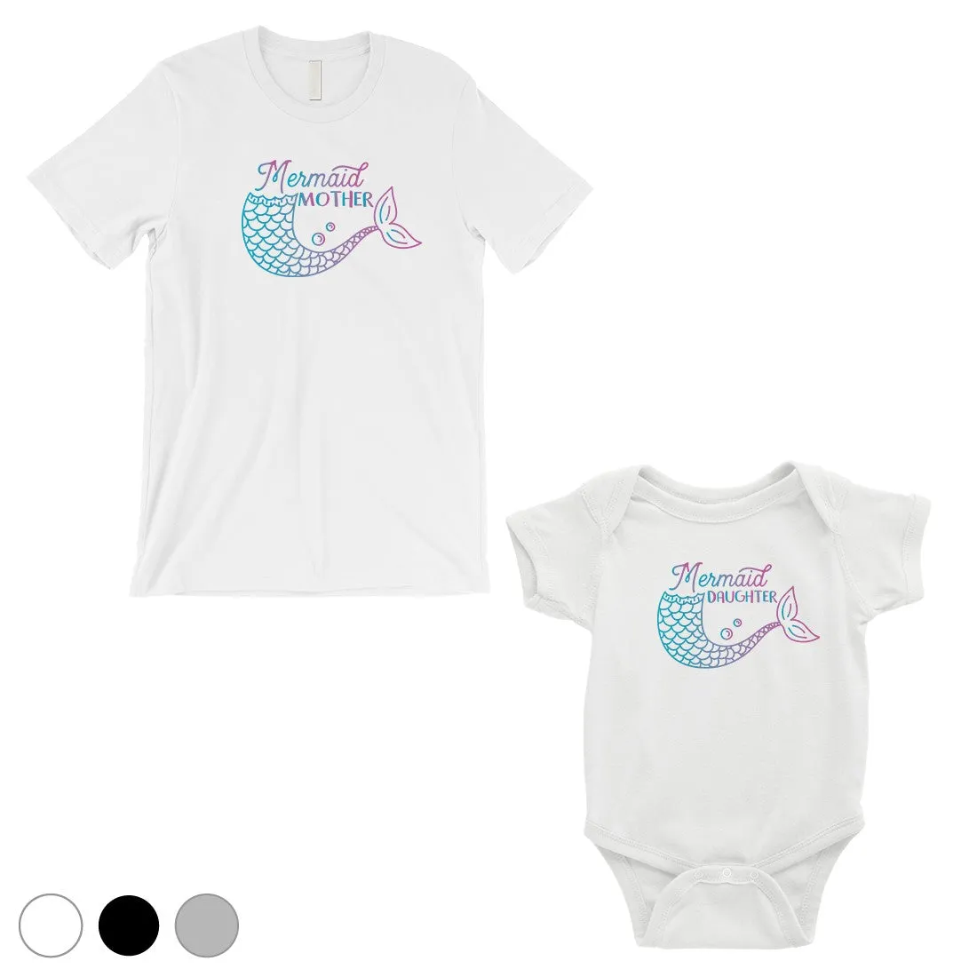 Mermaid Mother Daughter Matching Shirts Grey First Mothers Day Gift