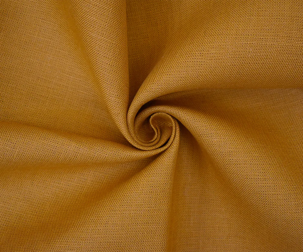 Mustard Yellow Moygashel Solid Irish Linen Woven Fabric