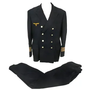 Original German WWII 1941 Dated Named Kriegsmarine Korvettenkapitän Officer's Uniform - Reefer Jacket & Trousers