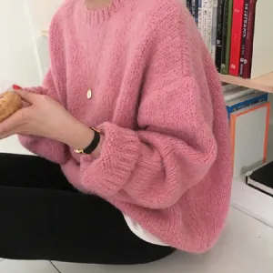 Oversize Knit Sweater Pullover for Women