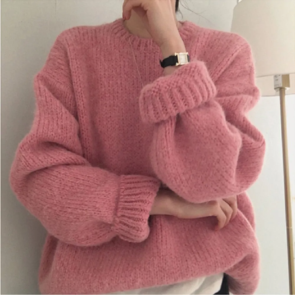 Oversize Knit Sweater Pullover for Women