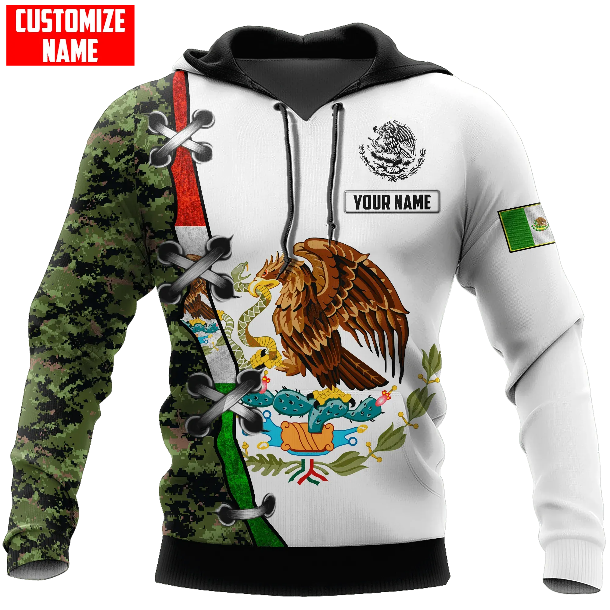 Personalized Mexico Men's Hoodie, Mexican Women's Hoodie, Eagle Mexico Hoodies