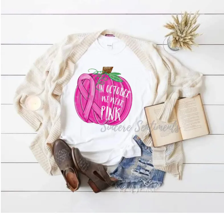 Pink Breast Cancer Pumpkin Tee