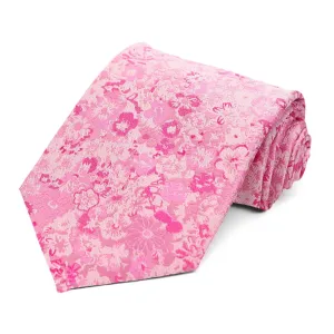 Pink Member Floral Silk/Viscose Extra Long Necktie