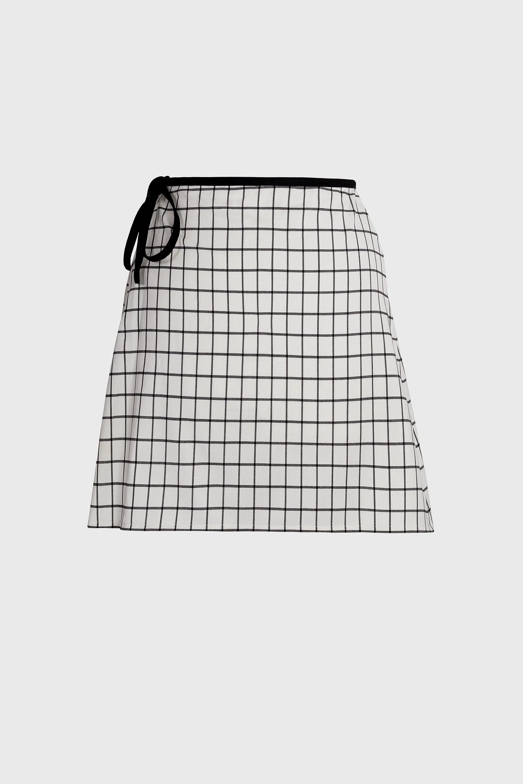 Pleated Grid Mini Skirt - Wool