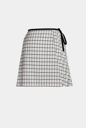 Pleated Grid Mini Skirt - Wool