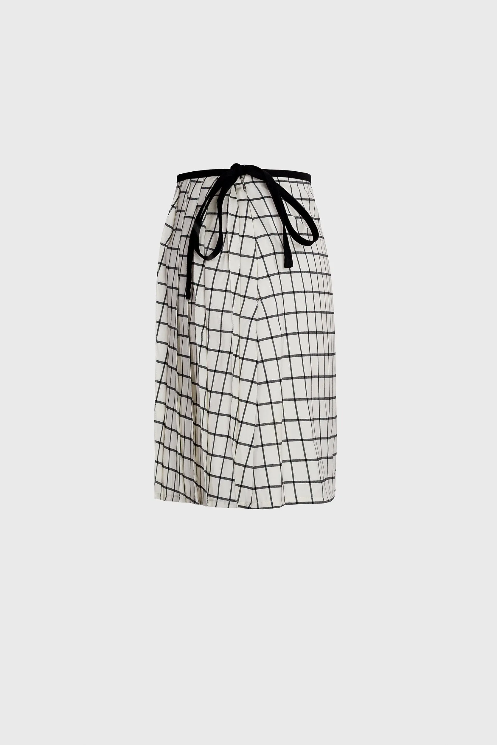 Pleated Grid Mini Skirt - Wool