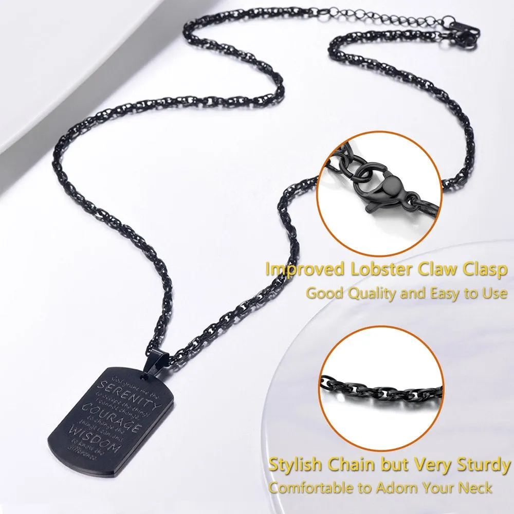 PROSTEEL Cross Necklace for Men,Stainless Steel Cross Pendant Chain Black Plated Dogtag Jewelry Christian Inspiration Gifts