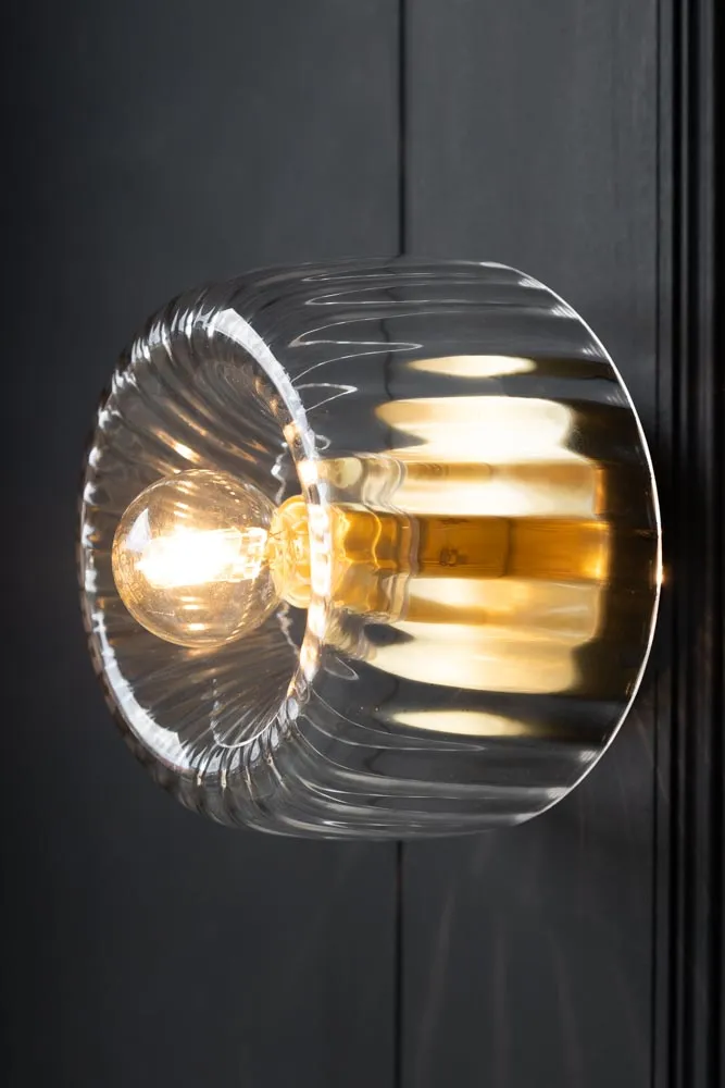 Ribbed Glass & Brass Wall Light