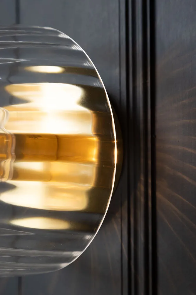 Ribbed Glass & Brass Wall Light