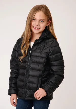 Roper Girls Black Nylon Parachute Insulated Hood Jacket