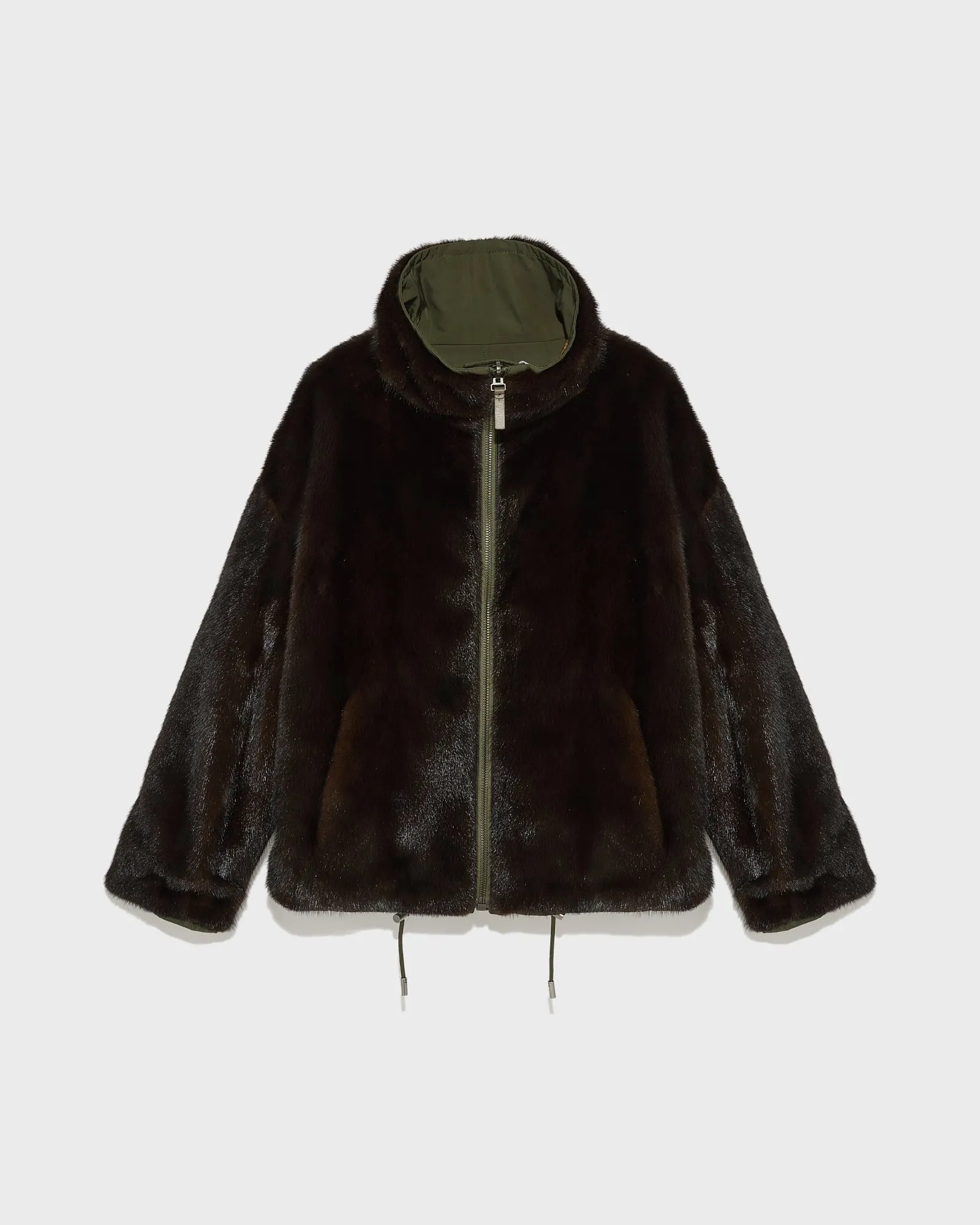 Short parka with mink collar