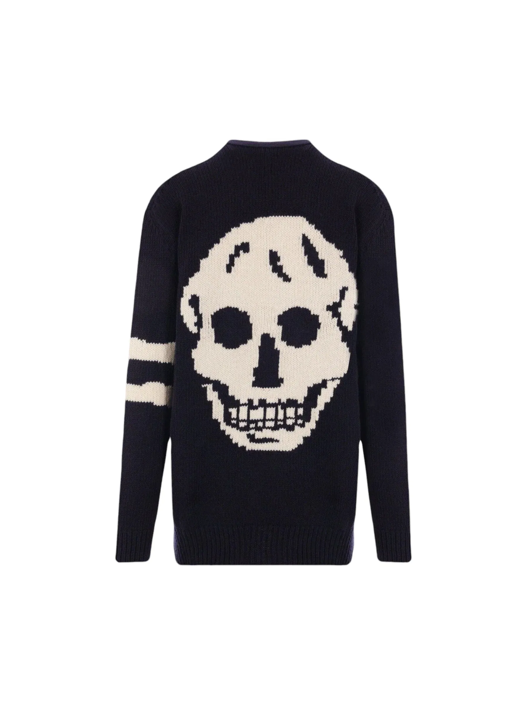 Skull Intarsia Wool Cashmere Cardigan