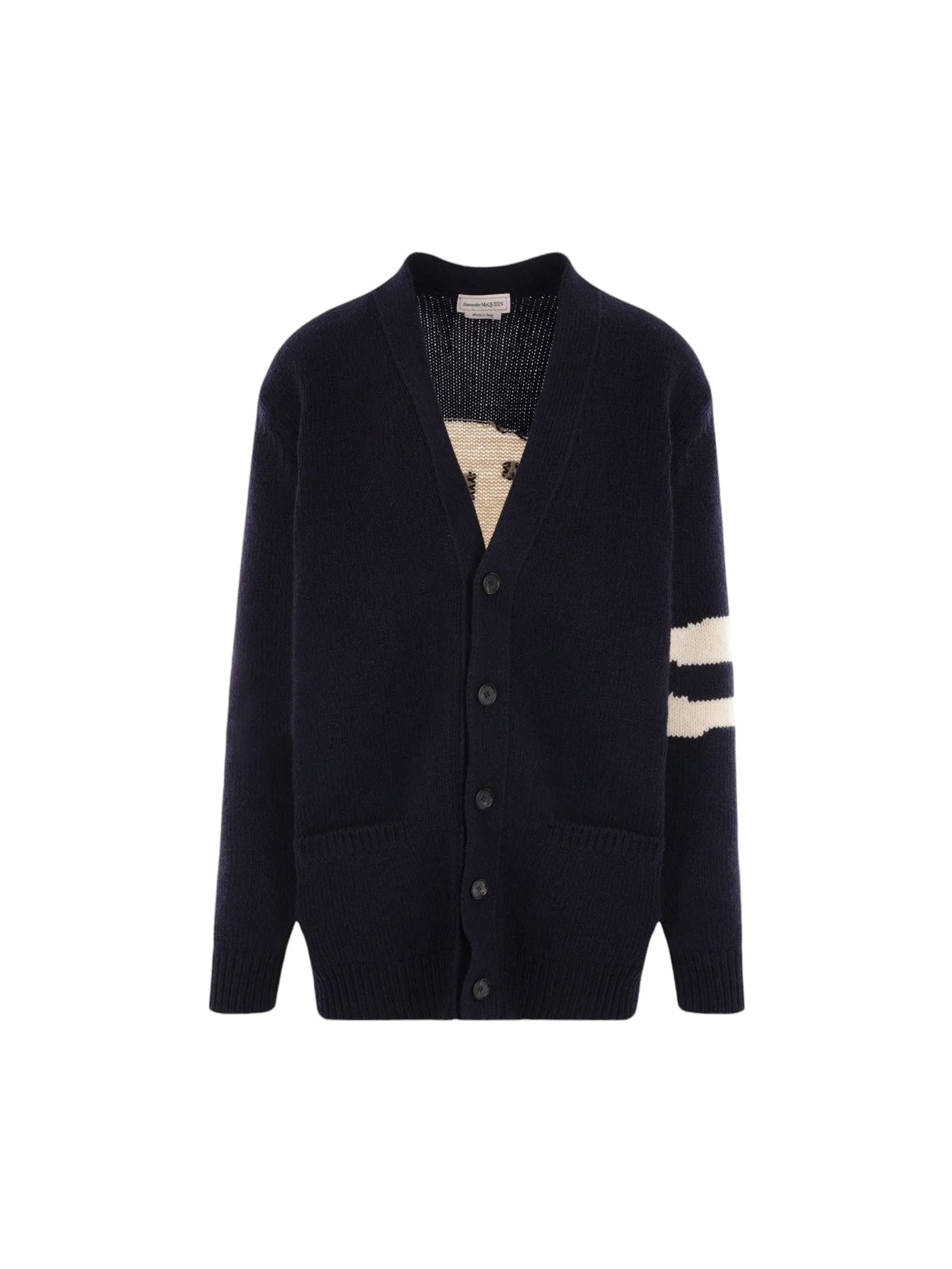 Skull Intarsia Wool Cashmere Cardigan