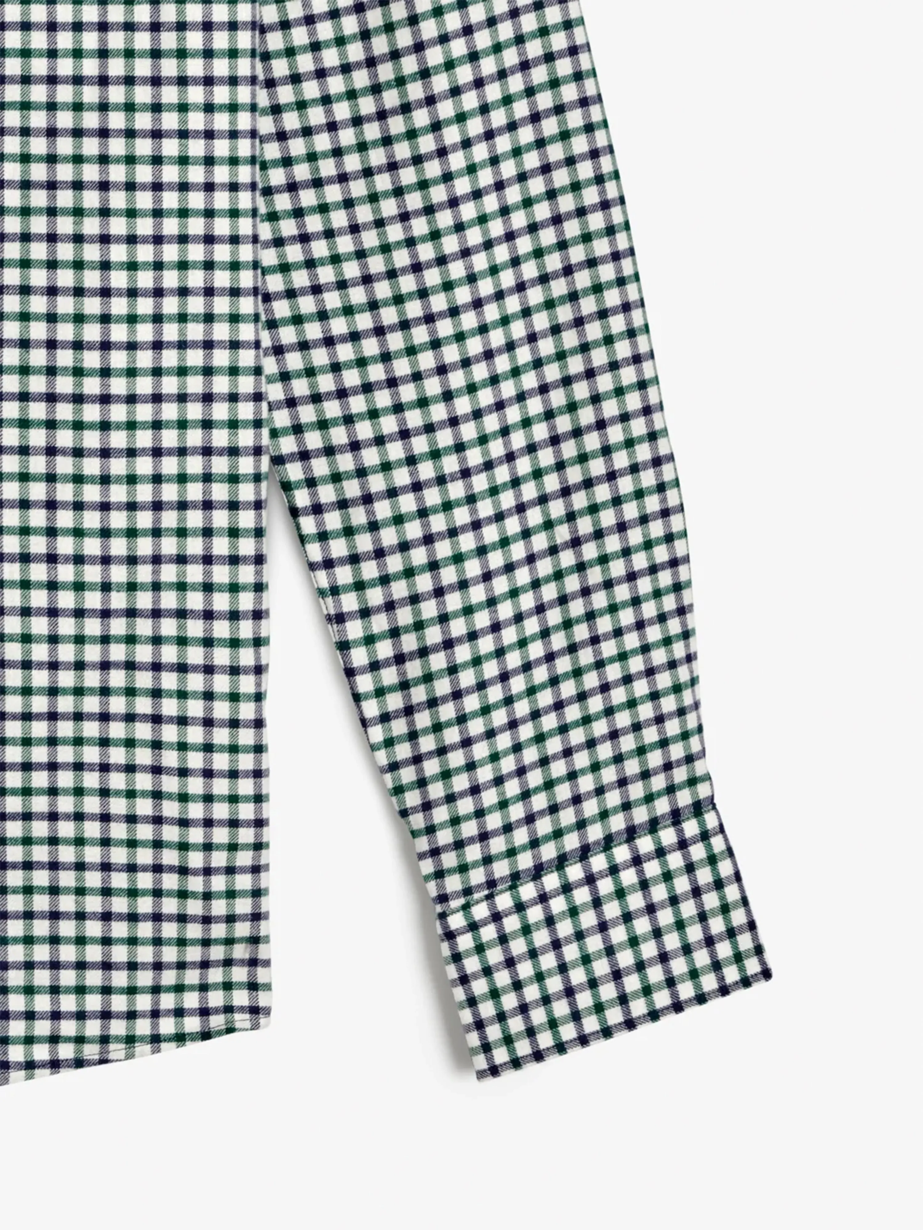 Slim Fit Navy & Green Block Check Brushed Cotton Shirt