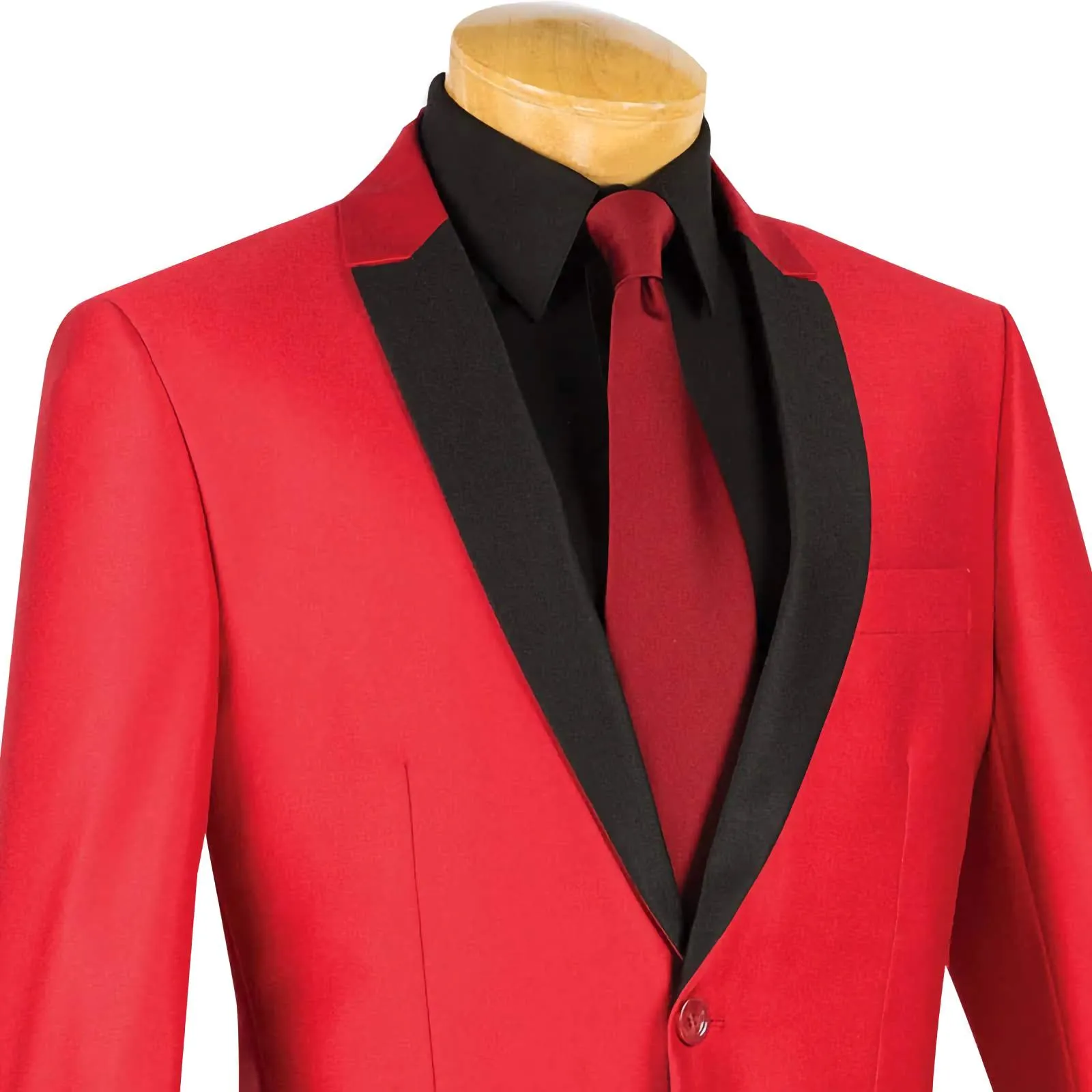 Slim Fit Shiny Sharkskin Men's 2 Piece Suit in Red