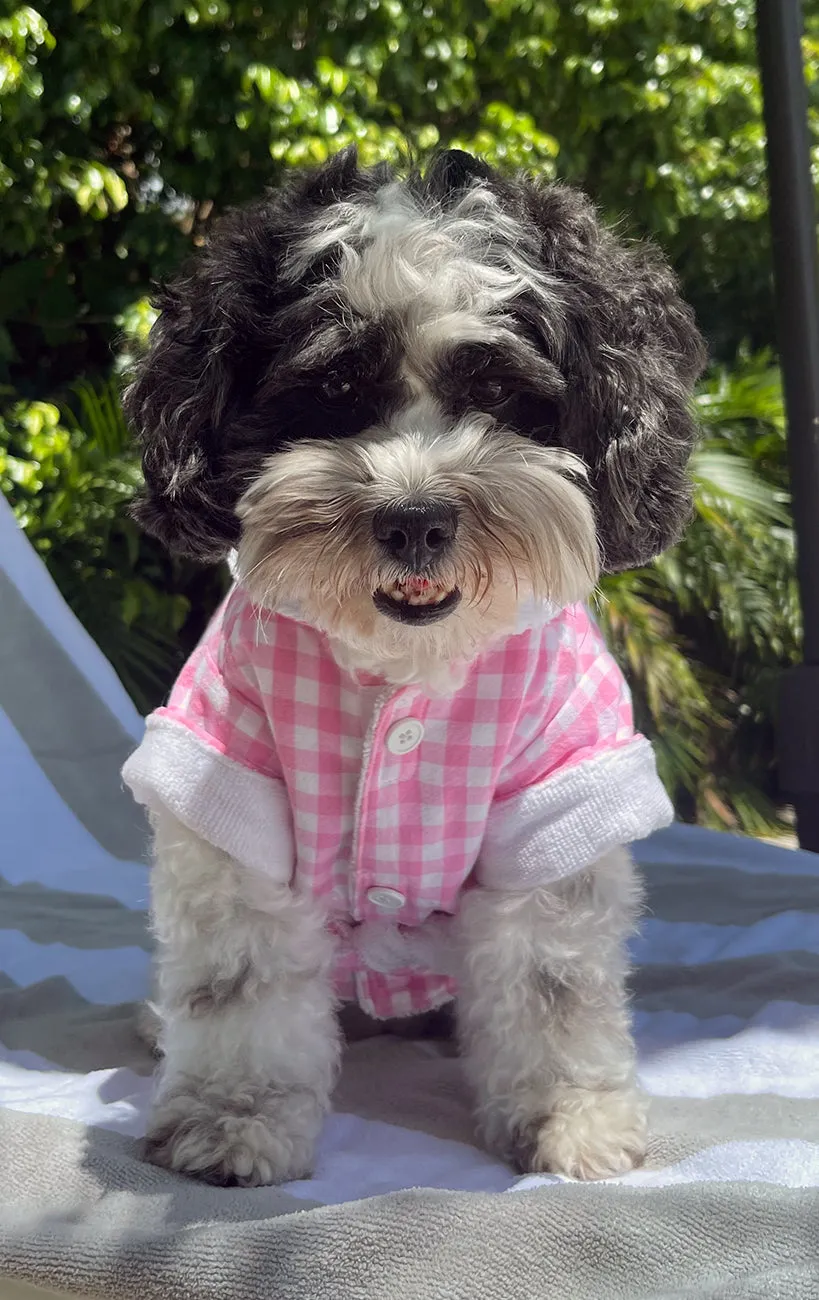 Surf Souleil Matching Doggy Cabana Shirt Pink Check