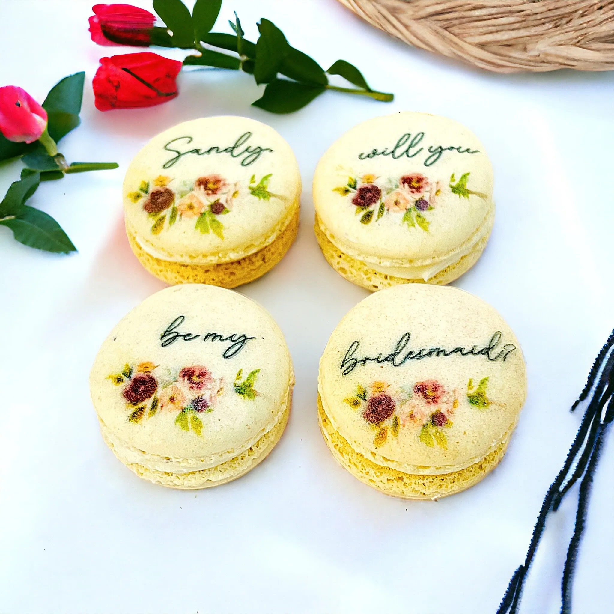 Sweet Sentiments: Personalized 'Will You Be My Bridesmaid?' Macaron Set