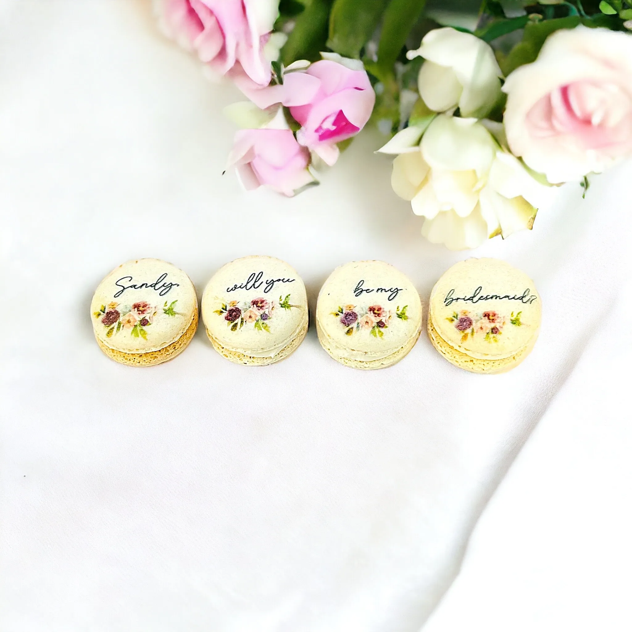 Sweet Sentiments: Personalized 'Will You Be My Bridesmaid?' Macaron Set