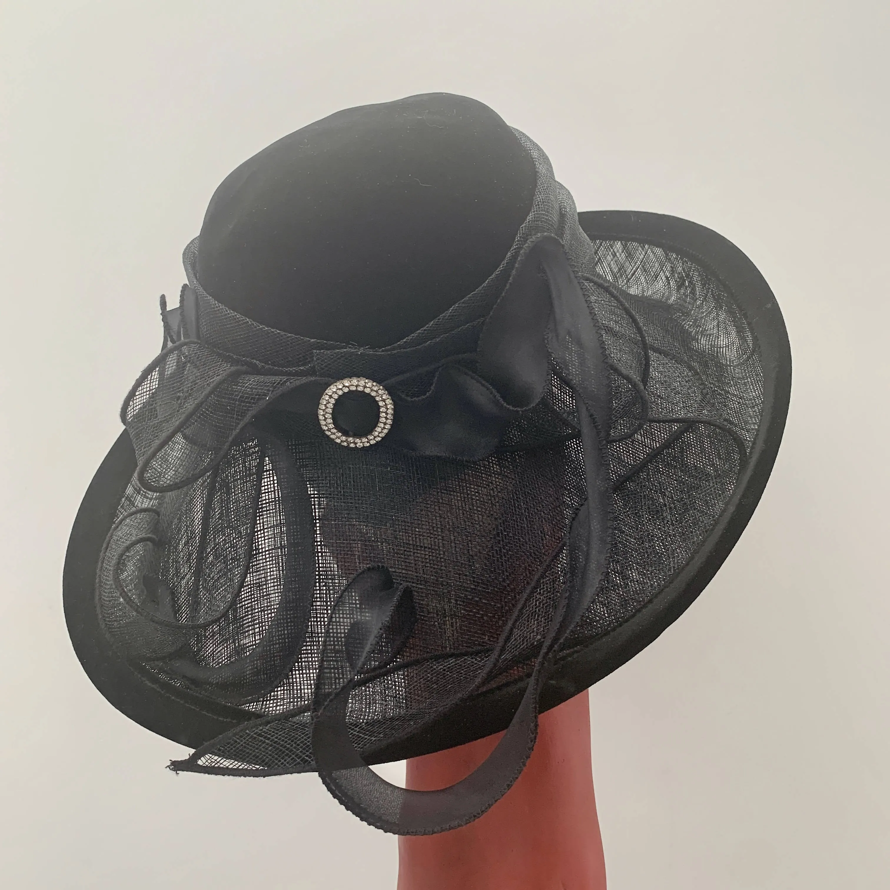 Vintage Black brim hat with laces by Peter Bettley