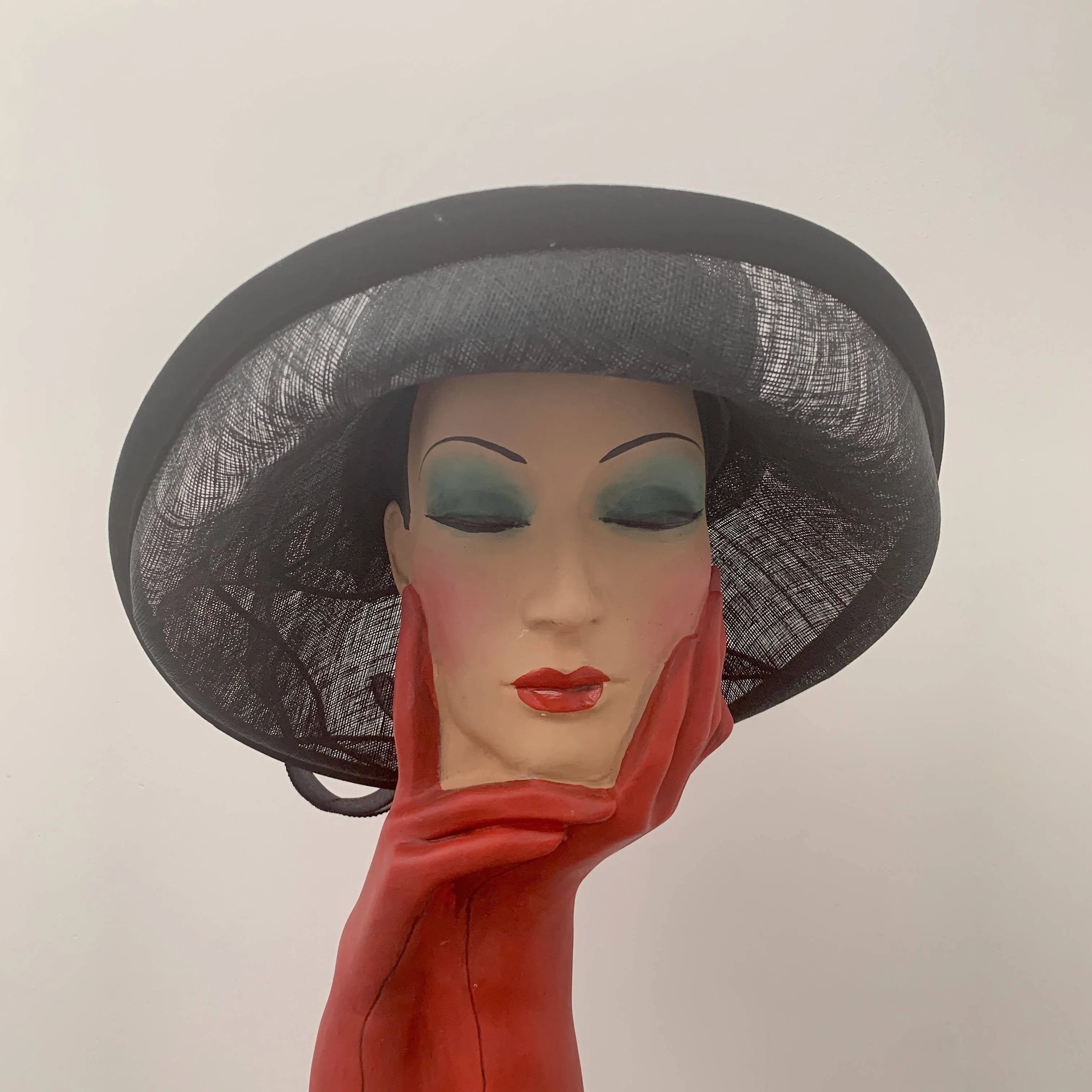 Vintage Black brim hat with laces by Peter Bettley