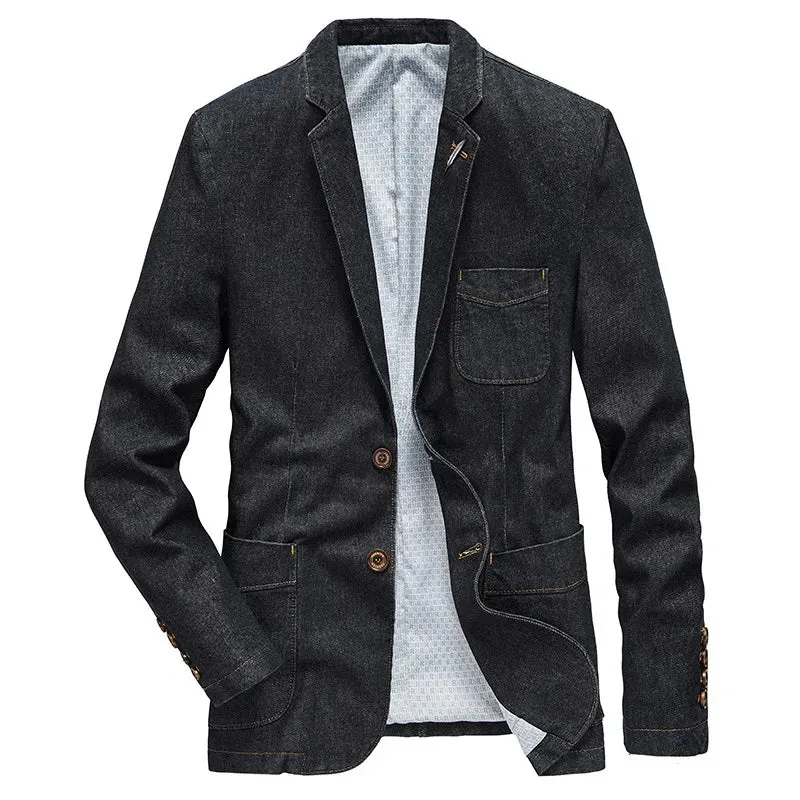 Wiaofellas  -  M-4XL Denim Blazer Men Jacket Cotton Autumn Spring Fashion Male Clothes Slim Fit Business Jean Coats Men Casual Suits  MY189