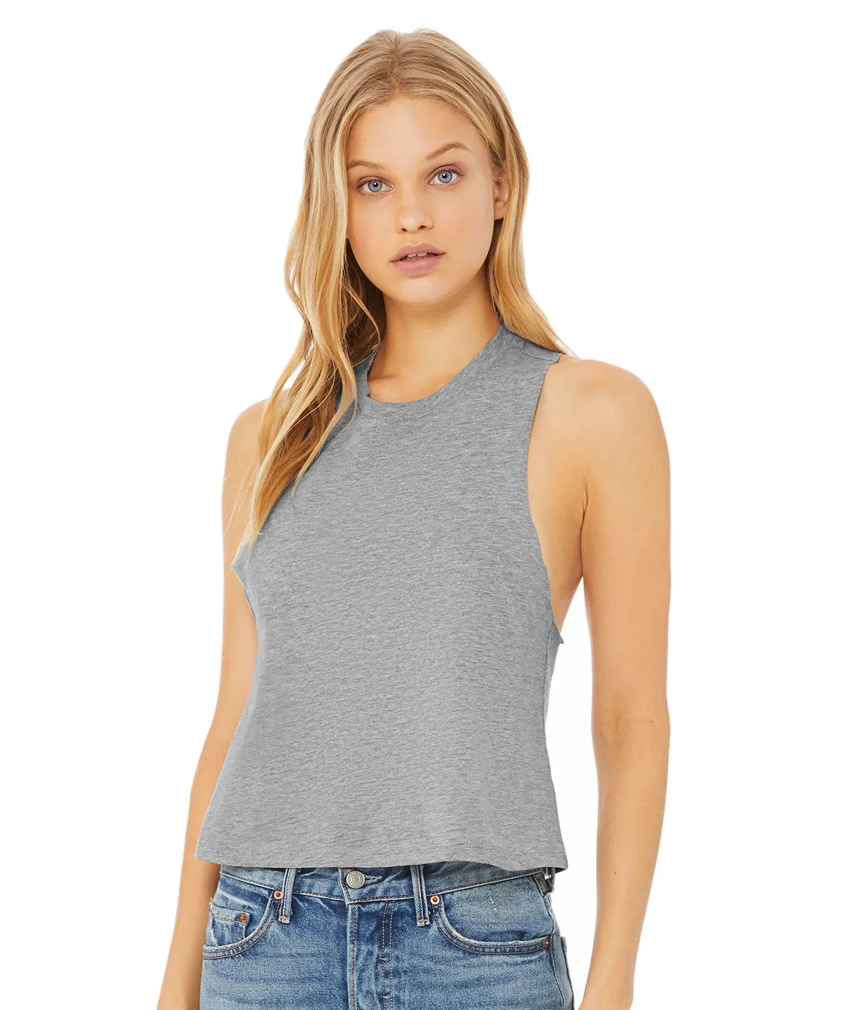 Womens racerback cropped tank | Heather Deep Teal