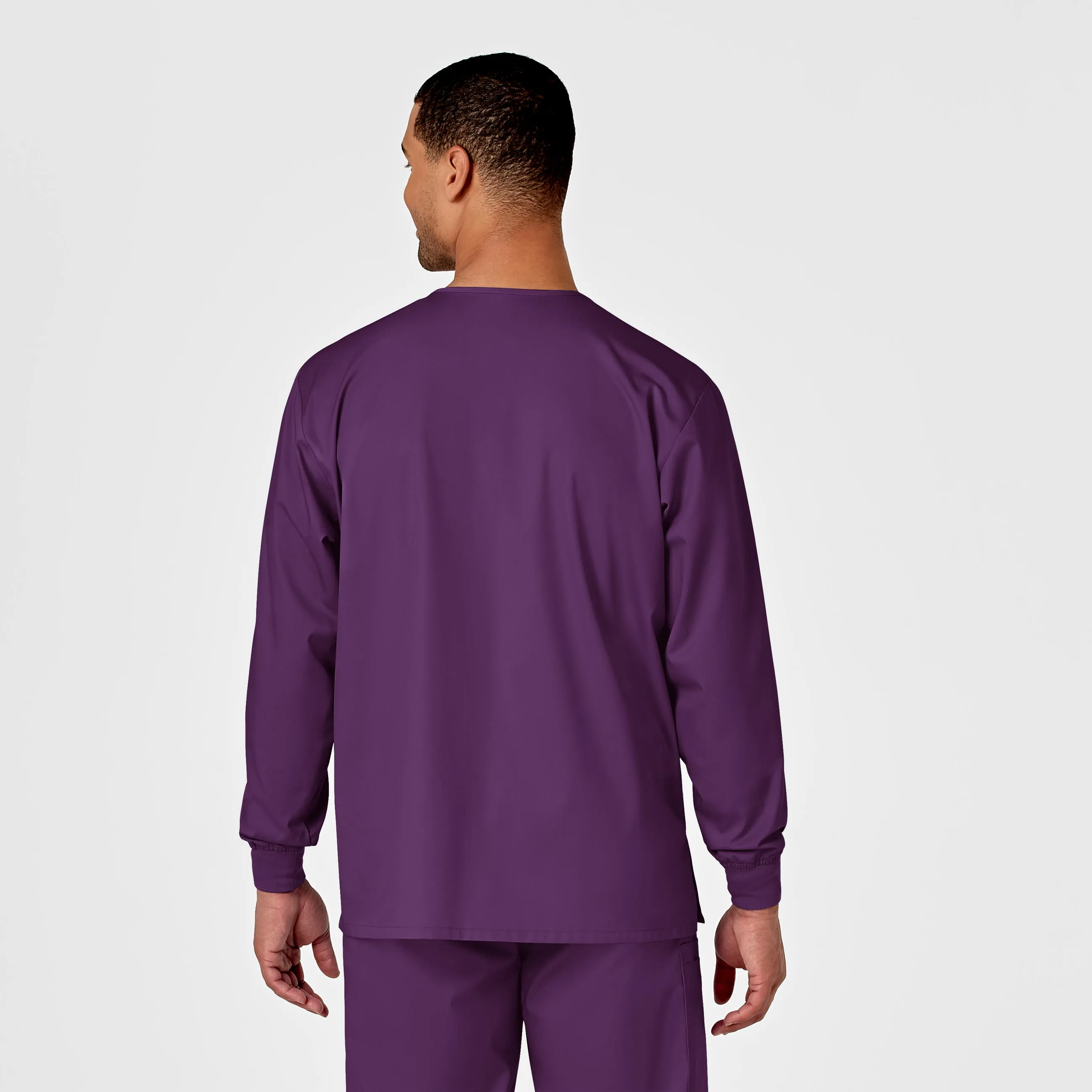 WonderWORK Unisex Snap Front Scrub Jacket - Eggplant